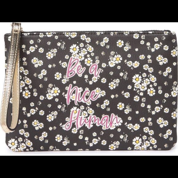 Betsey Johnson “be a nice human “ floral wristlet pouch - Picture 1 of 10